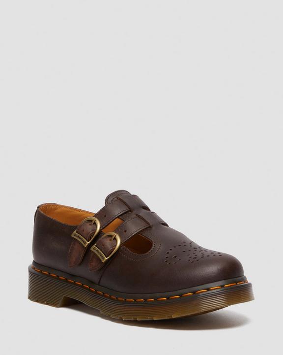 Dr Martens 8065 Crazy Horse Leather Mary Jane Shoes - Dark Brown