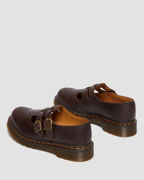 Dr Martens Crazy Horse Leather Mary Jane Shoes - Dark Brown