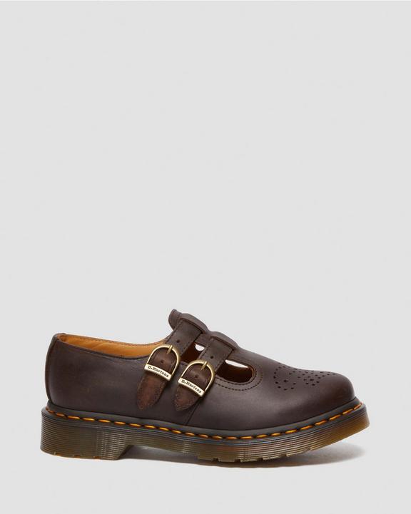 Dr Martens Crazy Horse Leather Mary Jane Shoes - Dark Brown