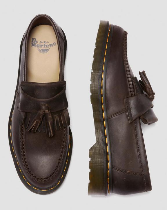 Dr Martens Adrian Crazy Horse Leather Tassel Loafers - Dark Brown