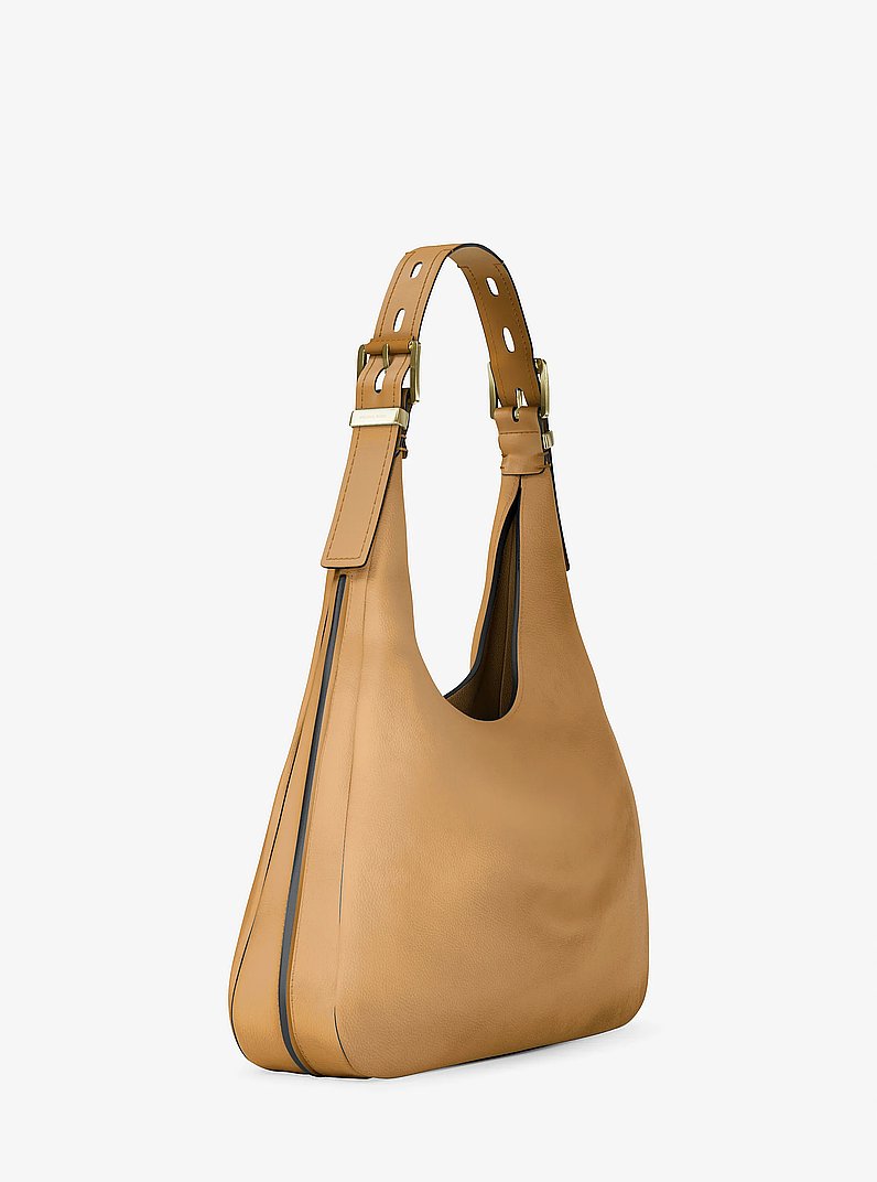 Michael Kors Nolita Large Nubuck Hobo Shoulder Bag BURNT KHAKI