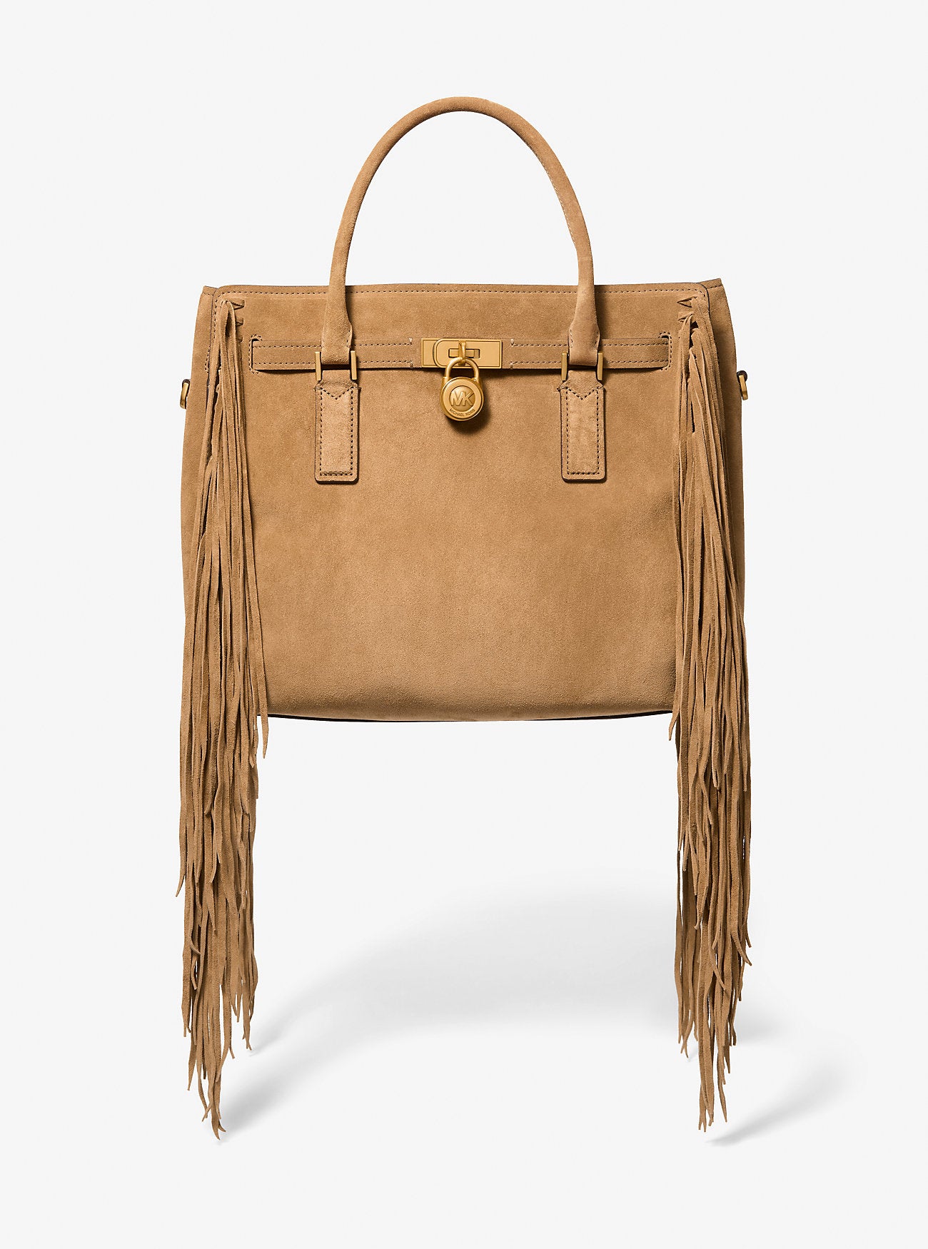 Hamilton Moderne Large Fringed Suede Satchel Husk Husk