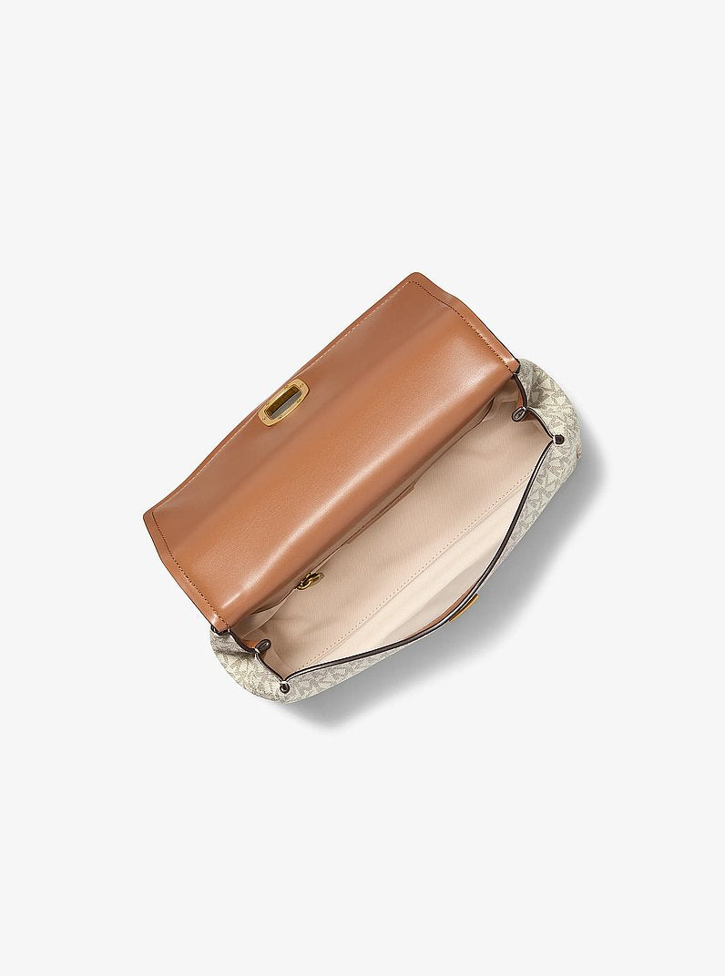 Michael Kors Bryant Small Signature Logo Convertible Shoulder Bag VANILLA/ACORN