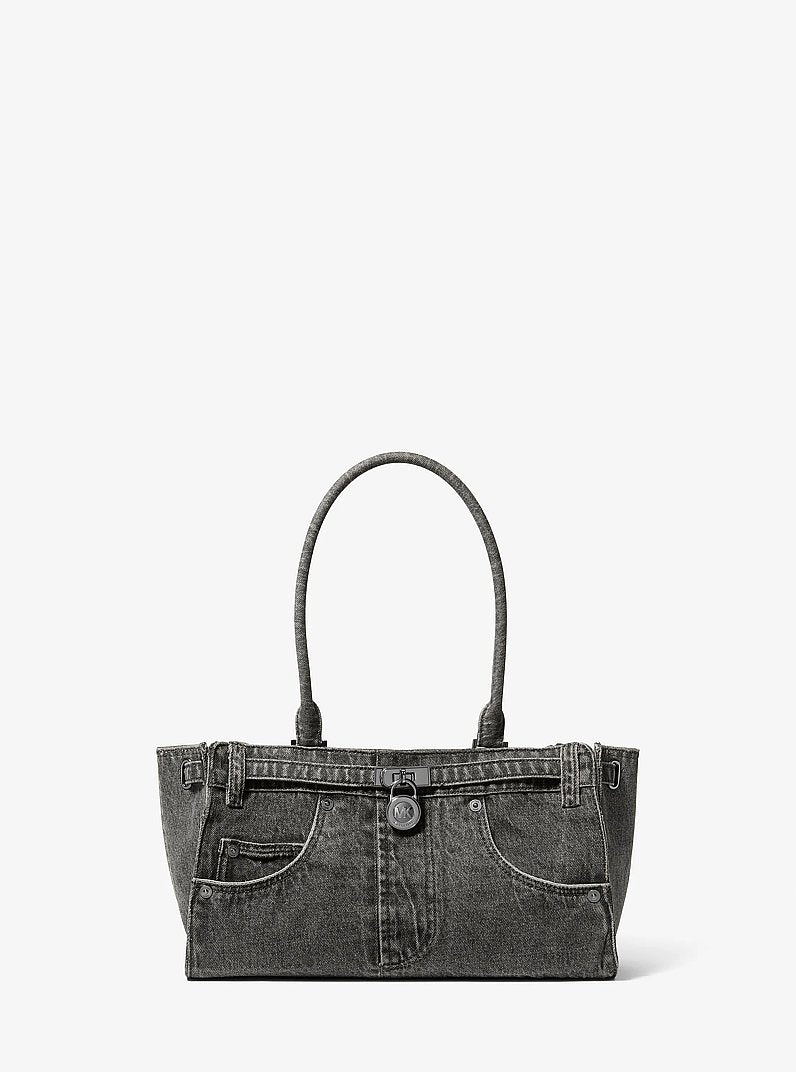 Michael Kors Hamilton Small Washed Denim Satchel GRAPHITE