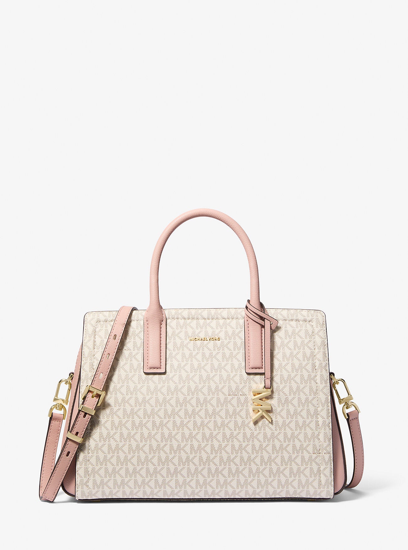 Laila Medium Signature Logo Satchel Vanilla-Soft Pink Vanilla-Soft Pink