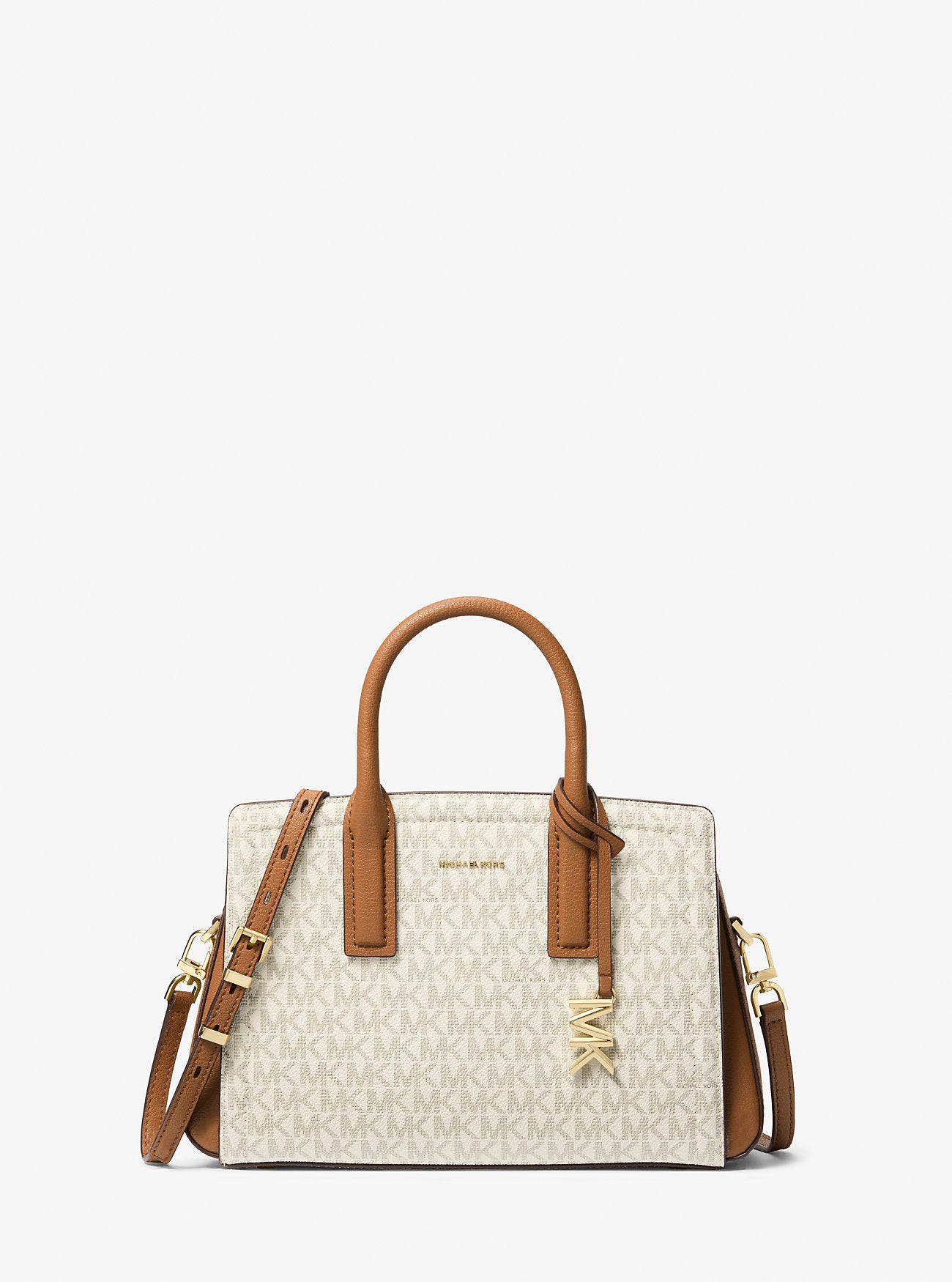 Laila Small Signature Logo Satchel Vanilla-Acorn Vanilla-Acorn