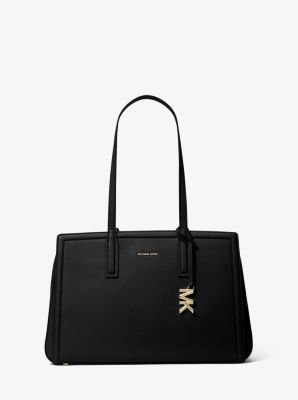 Laila Medium Leather Tote Bag Black Black
