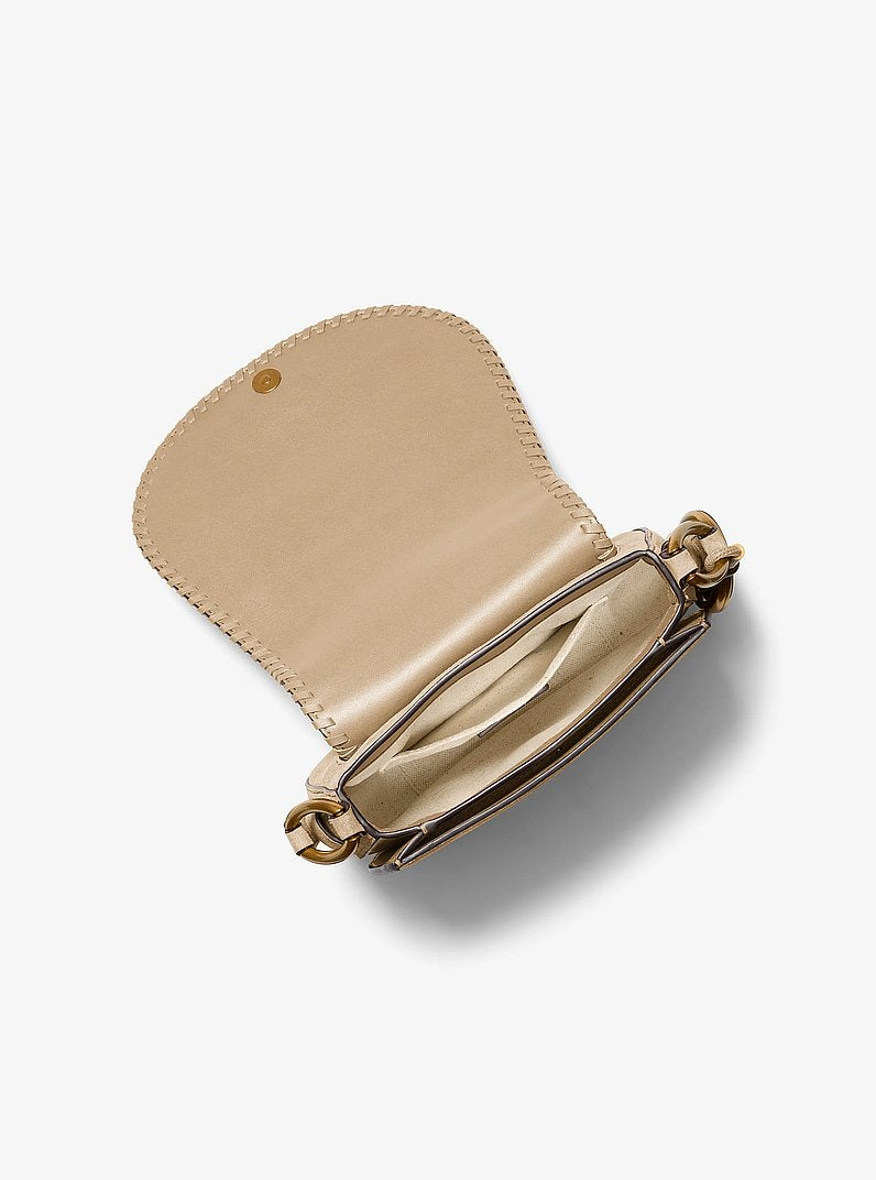 Michael Kors Josie Medium Whipstitched Suede Saddle Bag KHAKI
