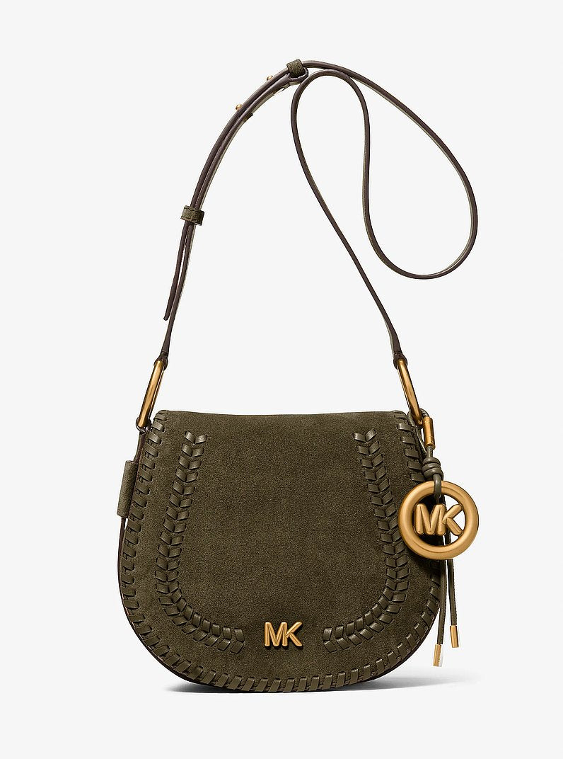Michael Kors Josie Medium Whipstitched Suede Saddle Bag LODEN
