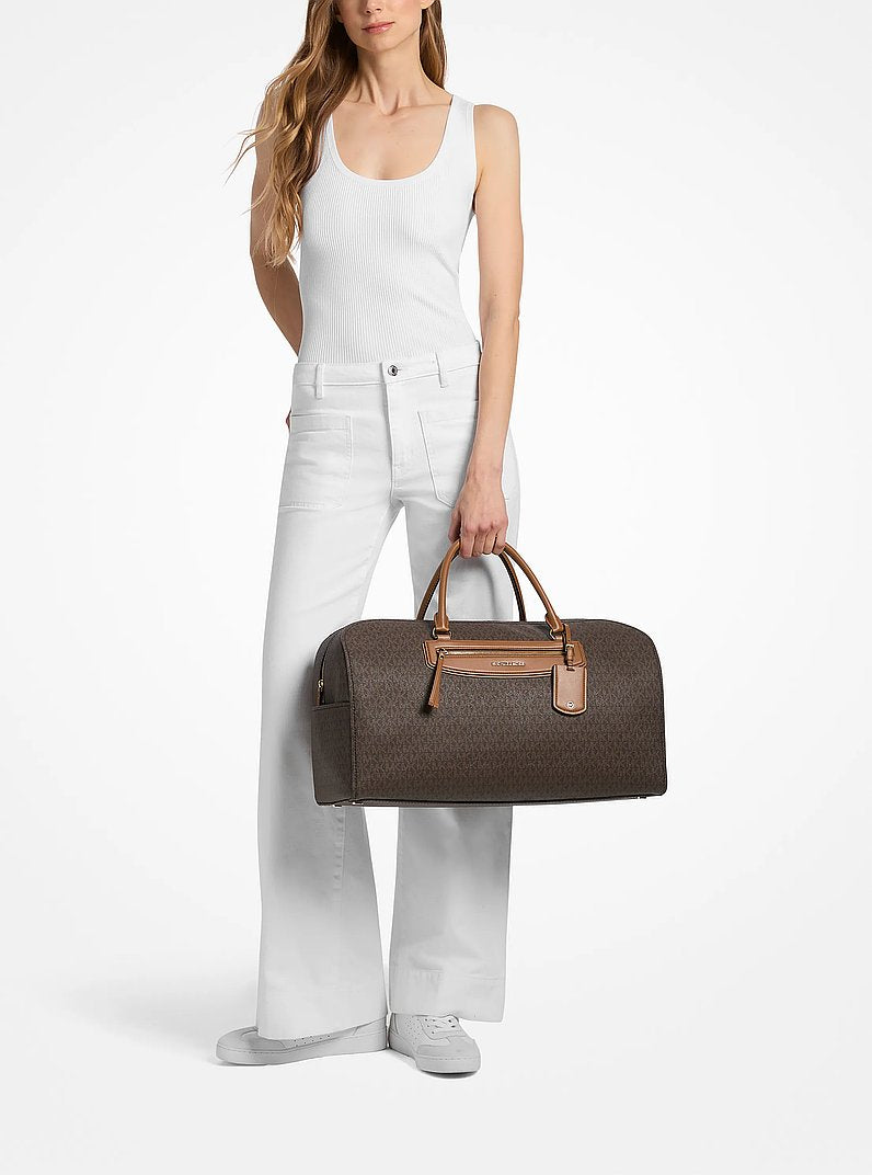 Michael Kors Jet Set Travel Extra-Large Signature Logo Weekender Bag BRN/ACORN