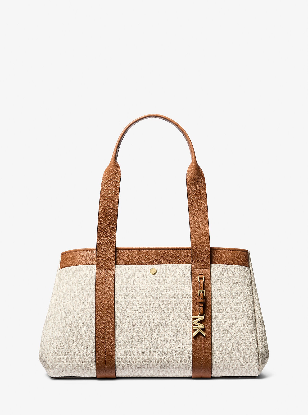 Romee Large Signature Logo and Leather Tote Bag Vanilla-Acorn Vanilla-Acorn