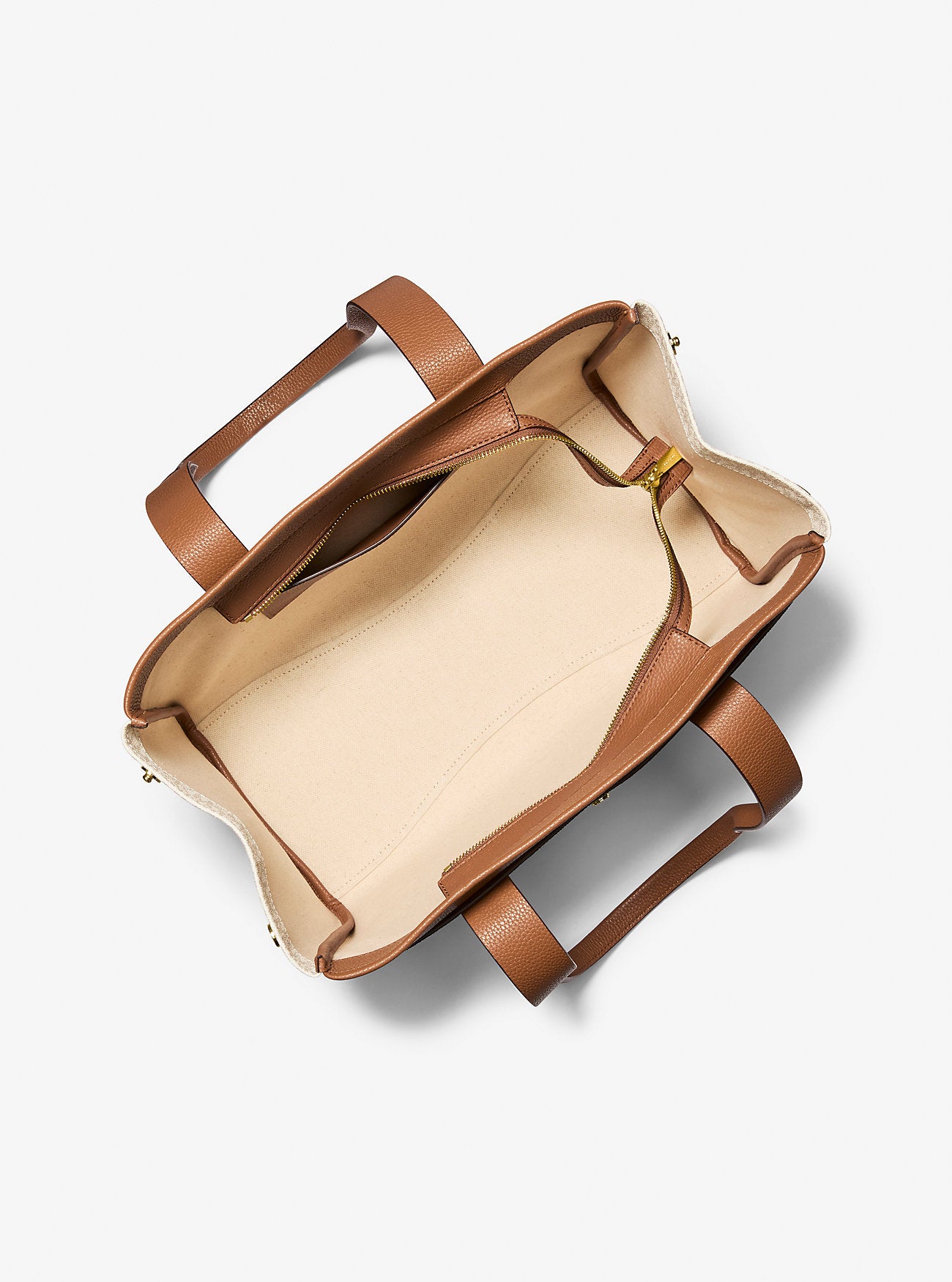 Romee Large Signature Logo and Leather Tote Bag Vanilla-Acorn Vanilla-Acorn