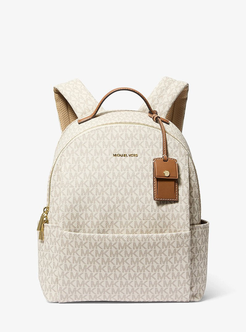 Michael Kors Sable Medium Signature Logo Backpack VANILLA/ACORN