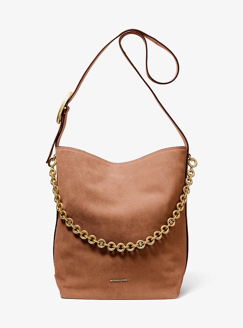 Michael Kors Nolita Large Suede Bucket Tote Bag LUGGAGE