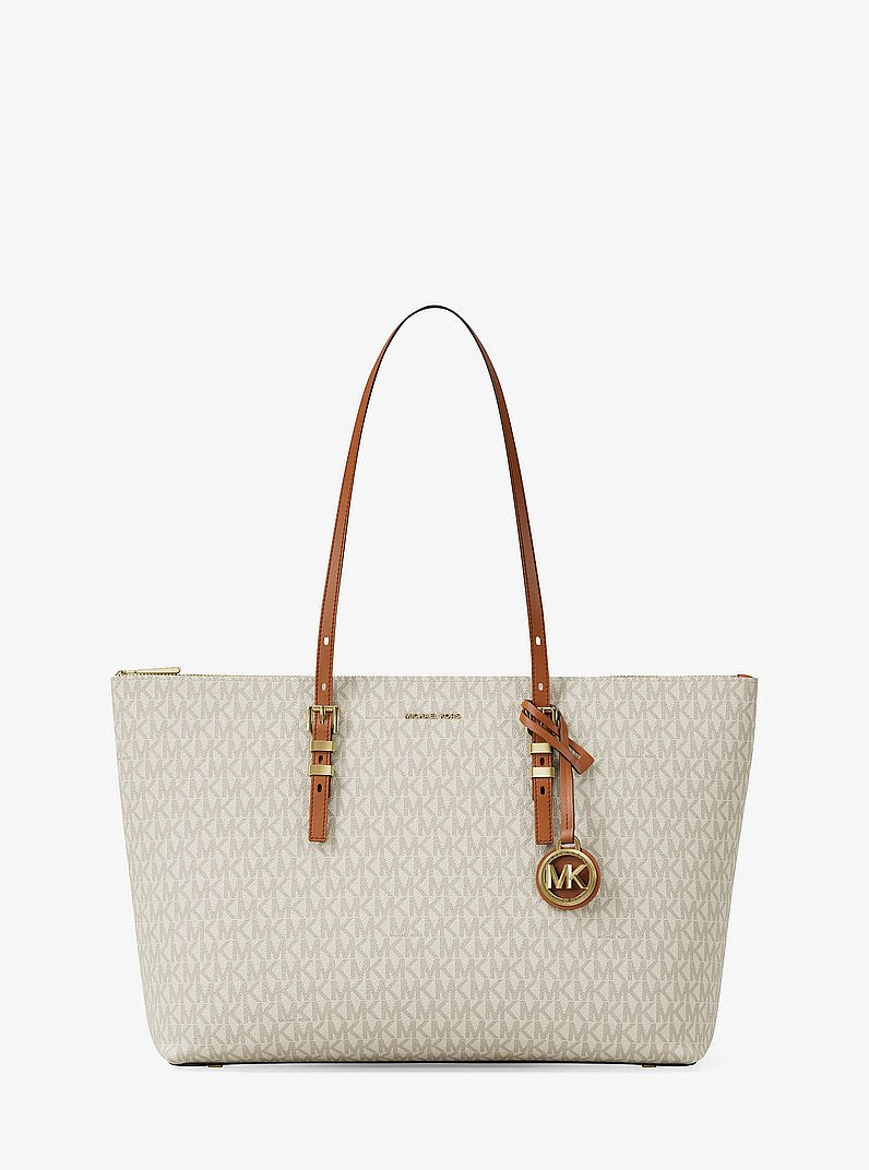 Michael Kors Quinn Large Signature Logo Tote Bag VANILLA/ACORN