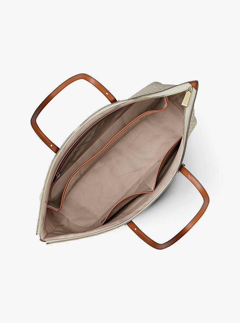 Michael Kors Quinn Large Signature Logo Tote Bag VANILLA/ACORN