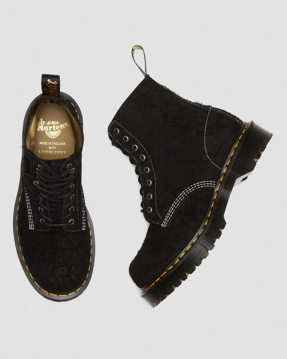 Dr Martens 1460 Made In England Emboss Suede Lace Up Boots - Black