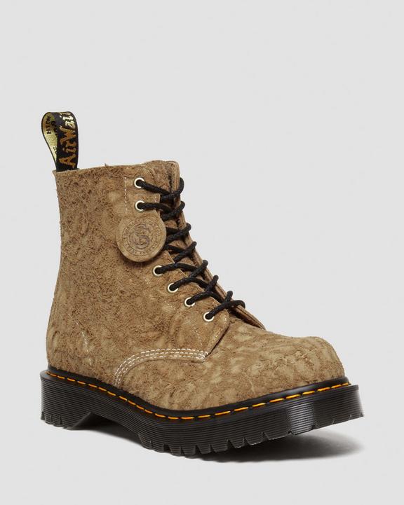 Dr Martens 1460 Made In England Emboss Suede Lace Up Boots - Savannah Tan