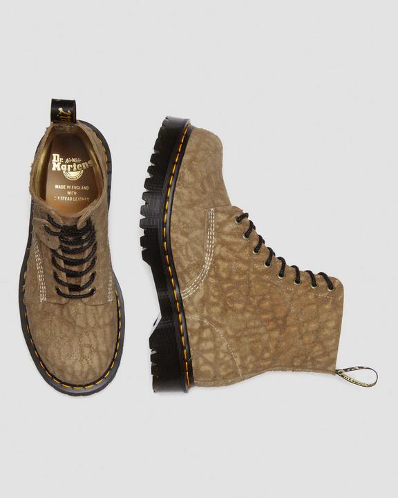 Dr Martens 1460 Made In England Emboss Suede Lace Up Boots - Savannah Tan