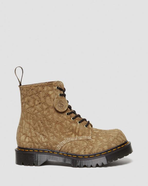 Dr Martens 1460 Made In England Emboss Suede Lace Up Boots - Savannah Tan