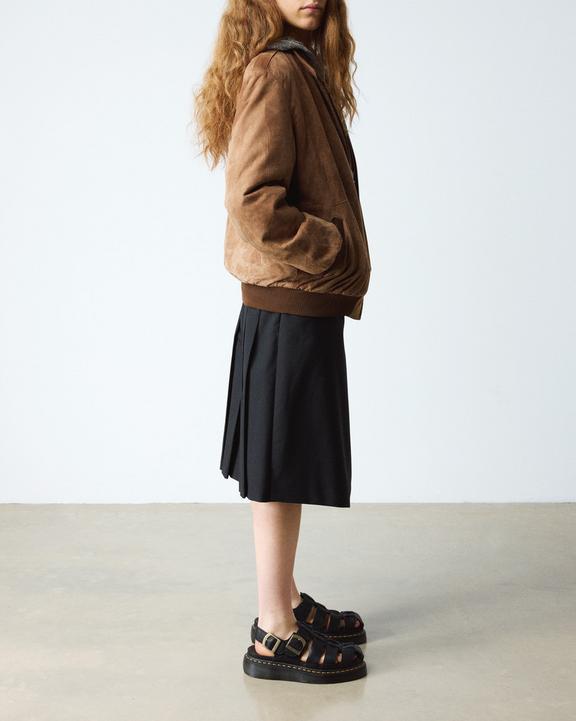 Dr Martens Wrenlie Grizzly Leather Fisherman Sandals - Black