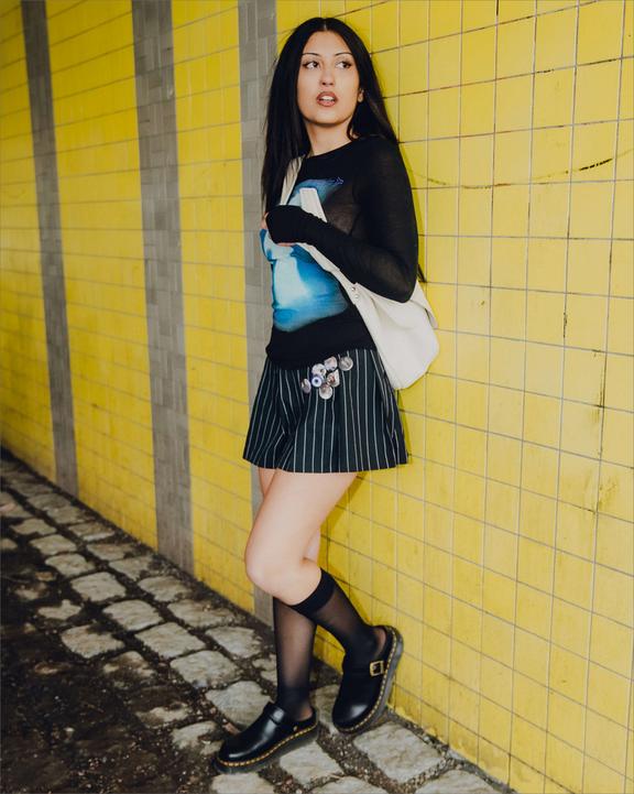 Dr Martens Laketen Atlas Leather Slingback Platform Mules - Black Atlas
