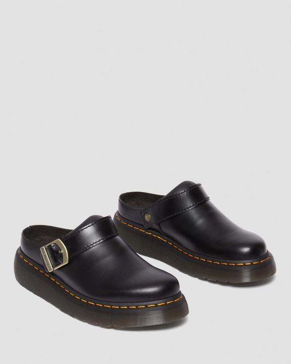 Dr Martens Laketen Atlas Leather Slingback Platform Mules - Black Atlas