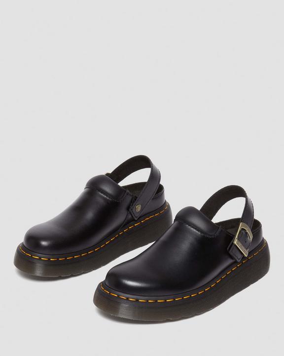 Dr Martens Laketen Atlas Leather Slingback Platform Mules - Black Atlas