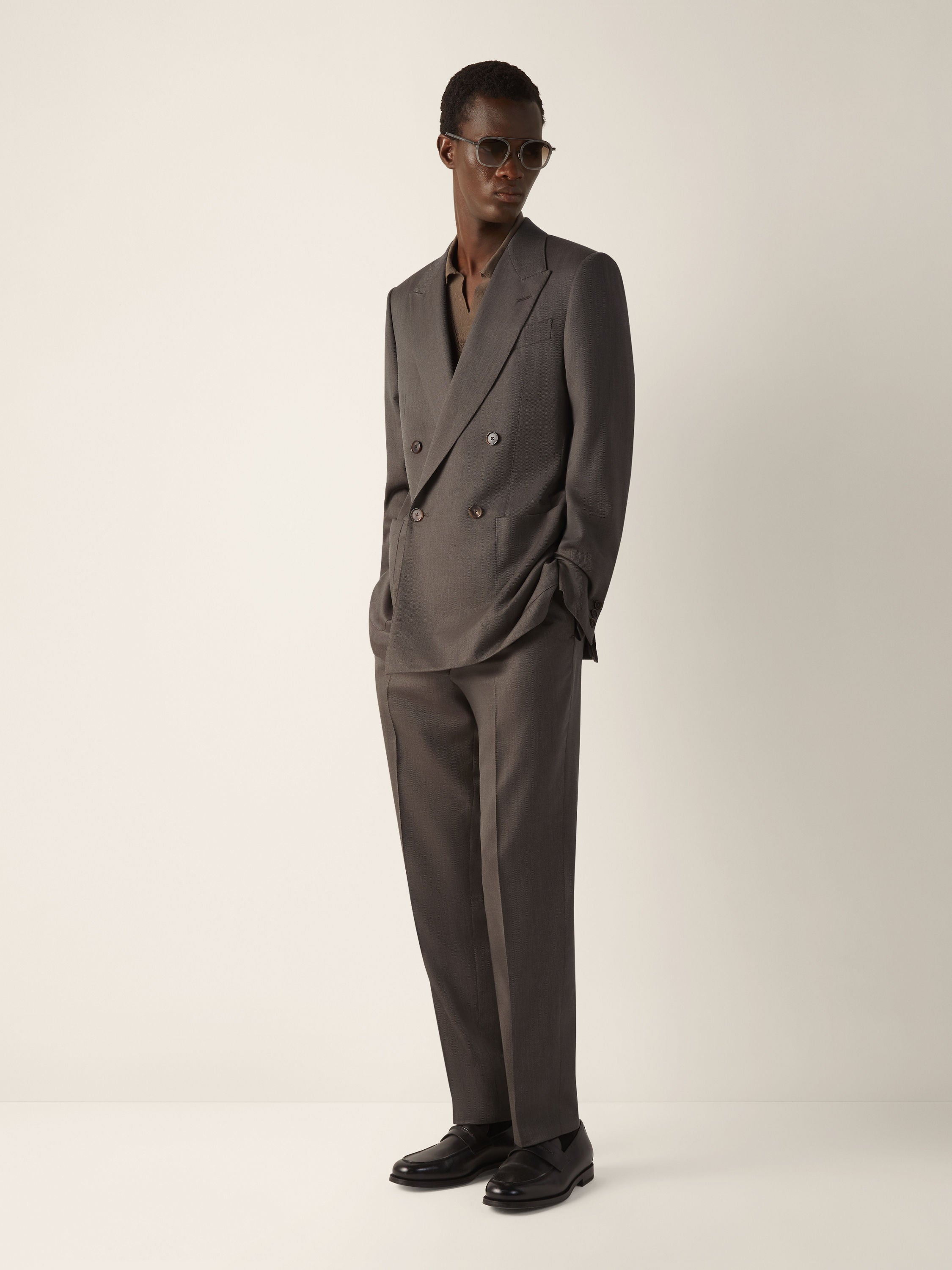 Zegna Dark Taupe 15Milmil15 Wool And Silk Pants