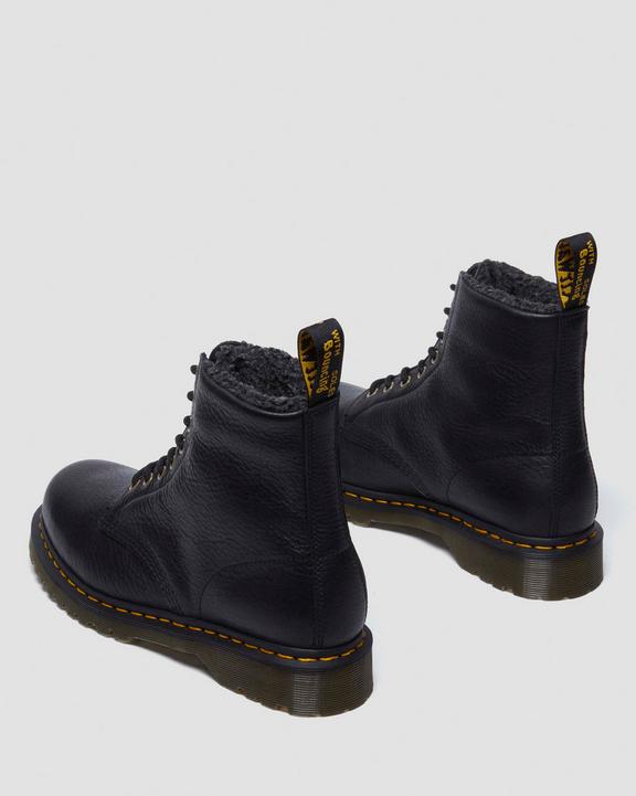 1460 Faux Fur Lined Grizzly Leather Lace Up Boots - Black - Mens