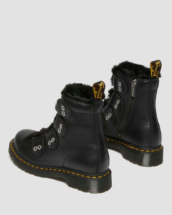 Dr Martens Faux Fur Lined Leather Lace Up Boots - Black