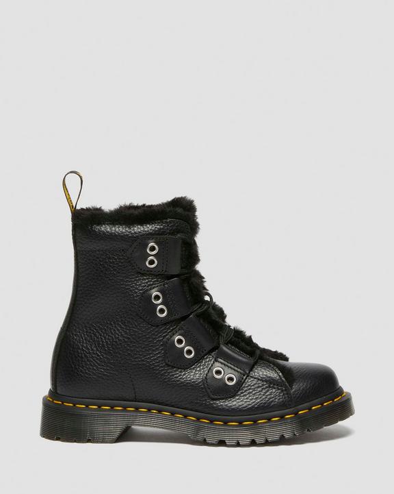 Dr Martens Faux Fur Lined Leather Lace Up Boots - Black