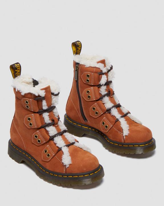 Dr Martens Women'S 1460 Lace To Toe Fur Lined Buttersoft Lace Up Boots - Tan
