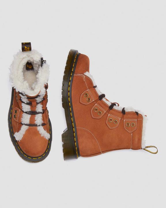 Dr Martens Women'S 1460 Lace To Toe Fur Lined Buttersoft Lace Up Boots - Tan