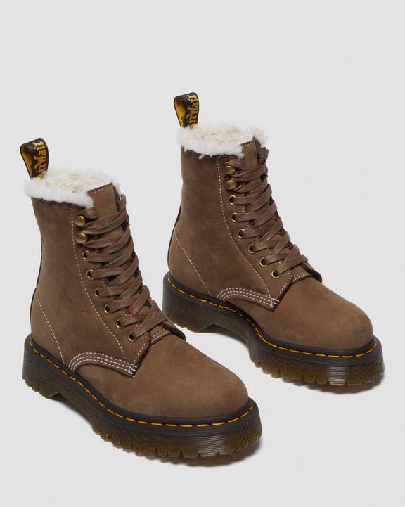 Dr Martens Women'S 1460 Bex Faux Fur Lined Lace Up Boots - Khaki
