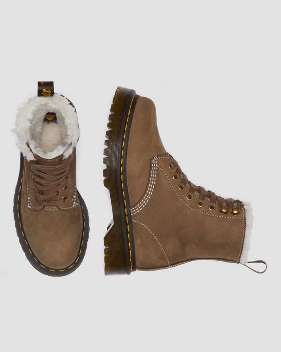 Dr Martens Women'S 1460 Bex Faux Fur Lined Lace Up Boots - Khaki
