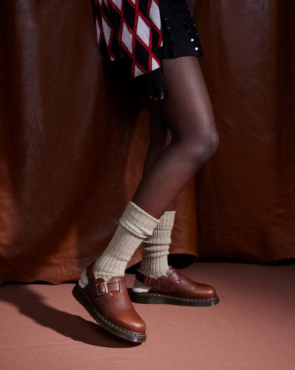 Dr Martens Jorge Ii Ambassador Faux Fur Lined Slingback Mules - Cashew