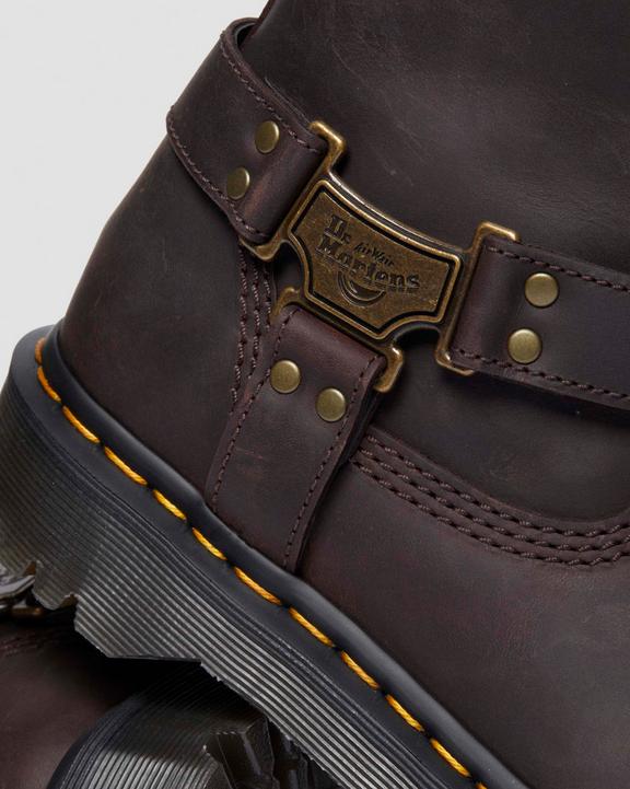 Dr Martens Anistone Hi Leather Biker Boots - Dark Brown