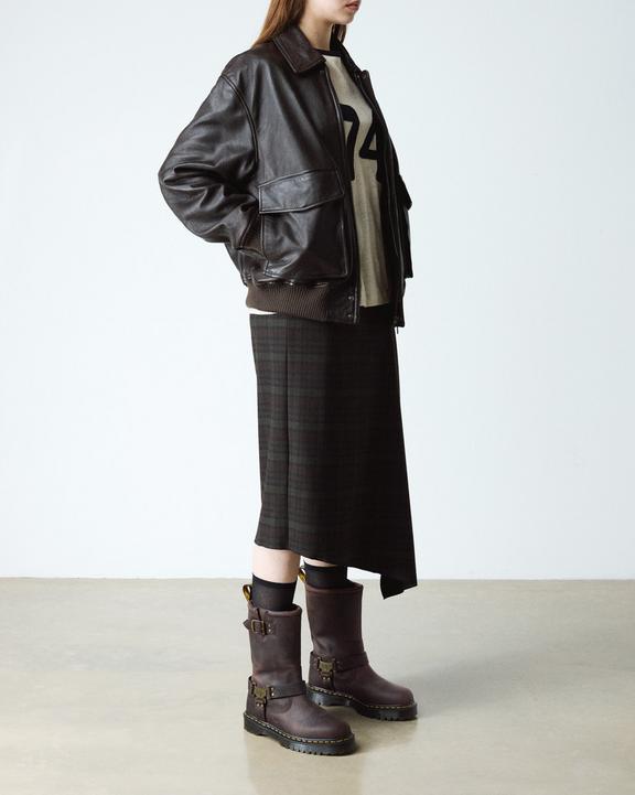 Dr Martens Anistone Hi Leather Biker Boots - Dark Brown