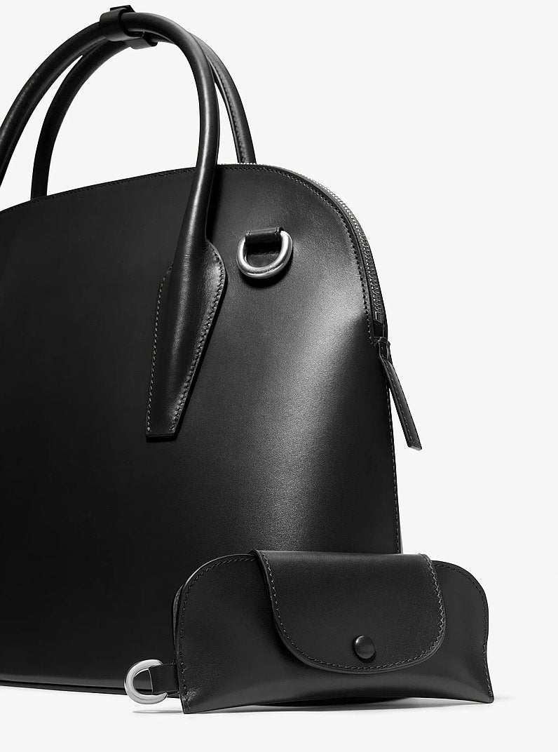 Kaitlin Large Leather Dome Satchel Black Black