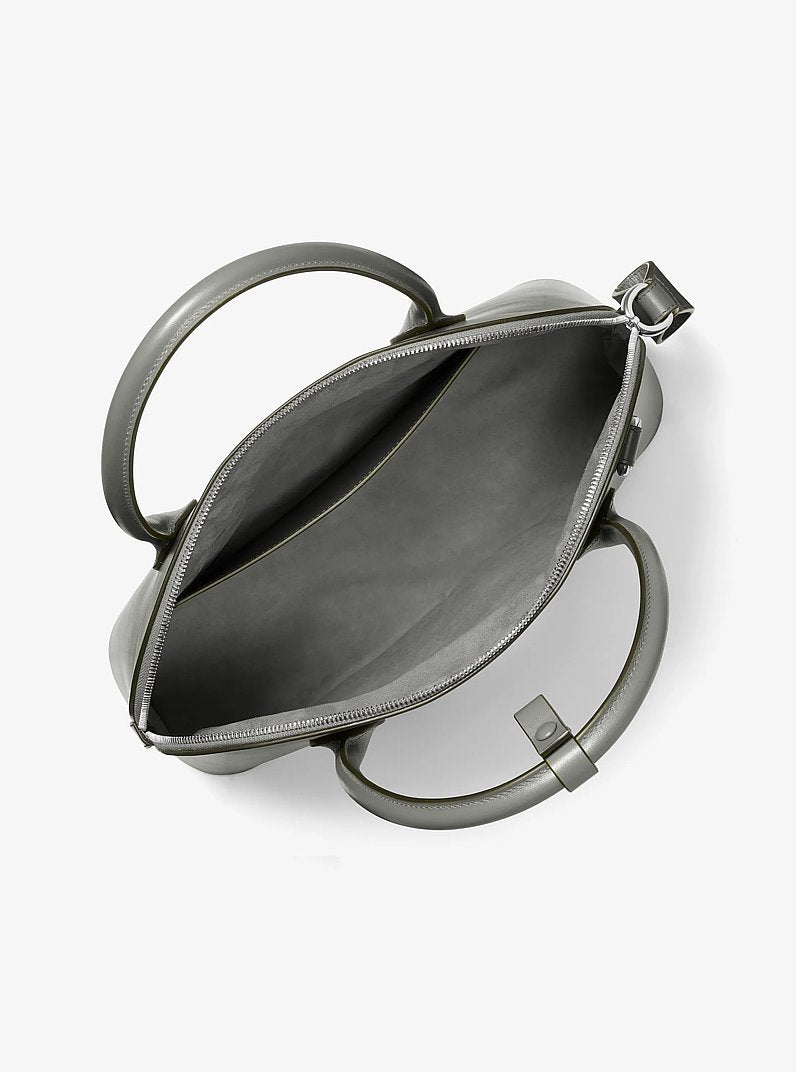 Kaitlin Large Leather Dome Satchel Pewter Pewter