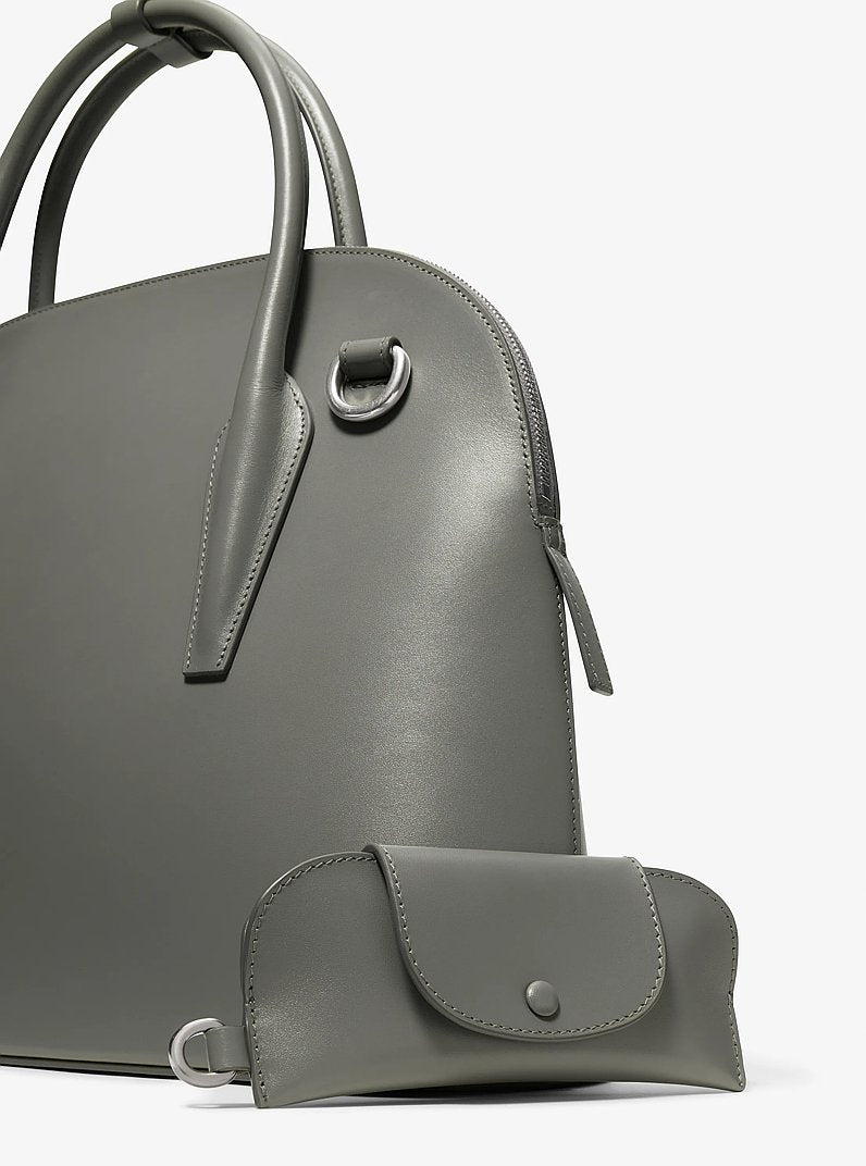 Kaitlin Large Leather Dome Satchel Pewter Pewter