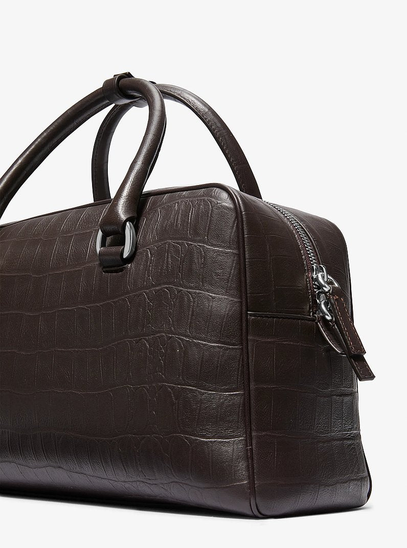 Kasia Medium Crocodile Embossed Leather Satchel Chocolate Chocolate