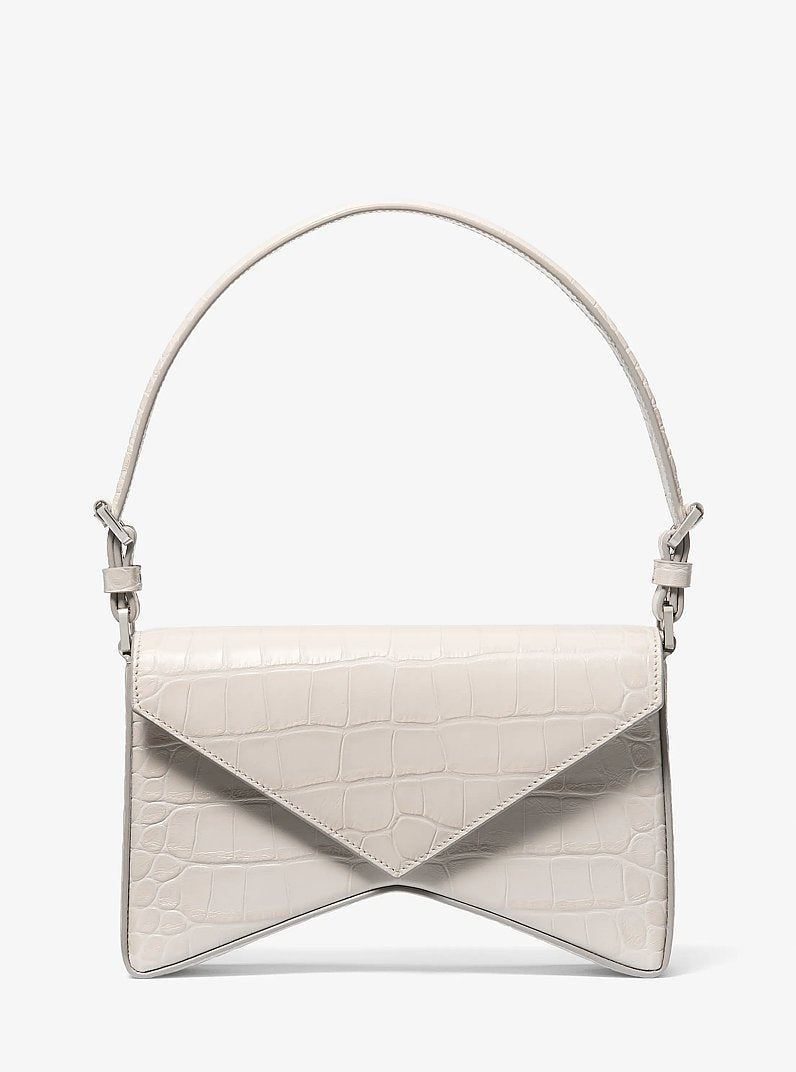 Manhatta Medium Crocodile Embossed Leather Bag Oyster Oyster