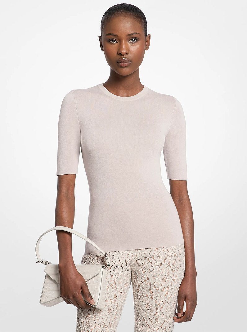 Manhatta Medium Crocodile Embossed Leather Bag Oyster Oyster