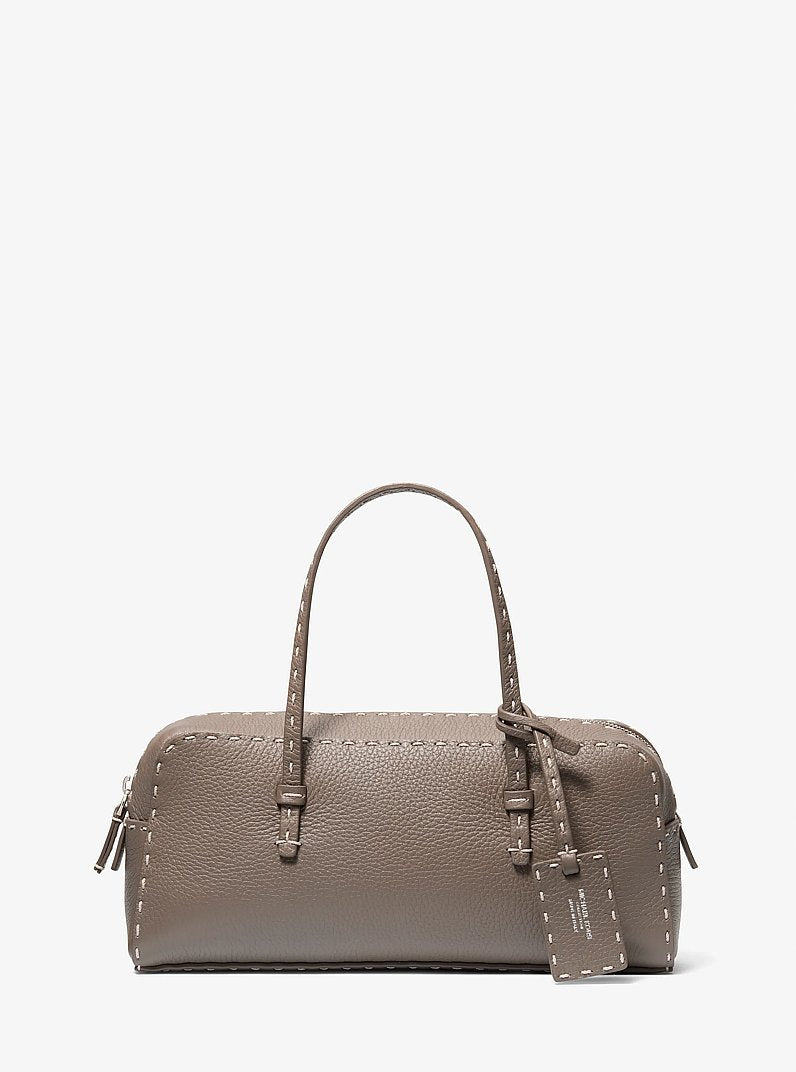 Roberta Hand-Stitched Pebbled Leather Satchel Mocha Mocha