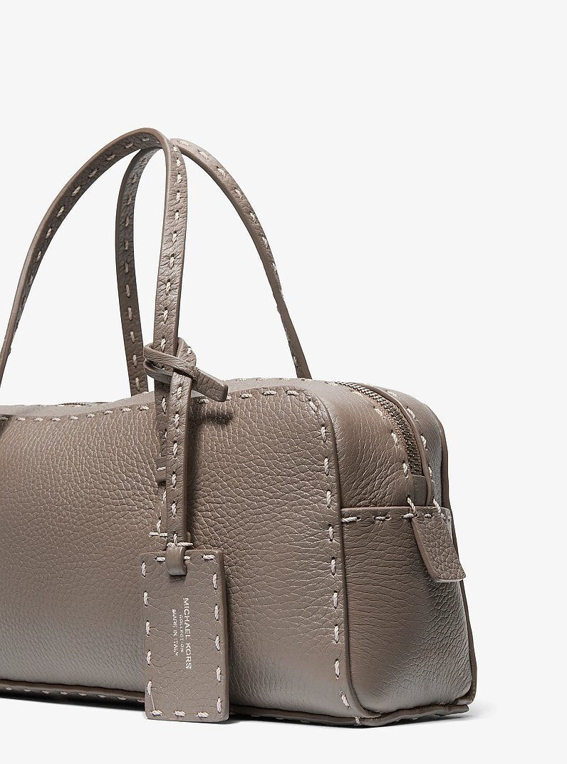 Roberta Hand-Stitched Pebbled Leather Satchel Mocha Mocha