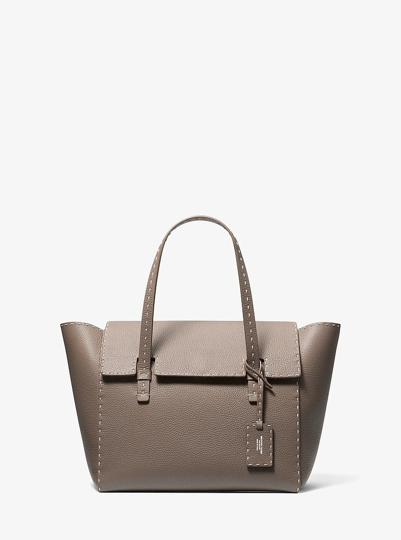 Sophia Hand-Stitched Pebbled Leather Satchel Mocha Mocha