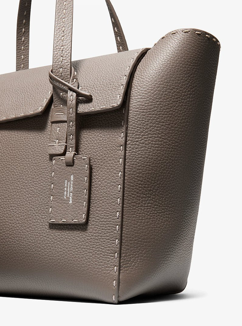 Sophia Hand-Stitched Pebbled Leather Satchel Mocha Mocha