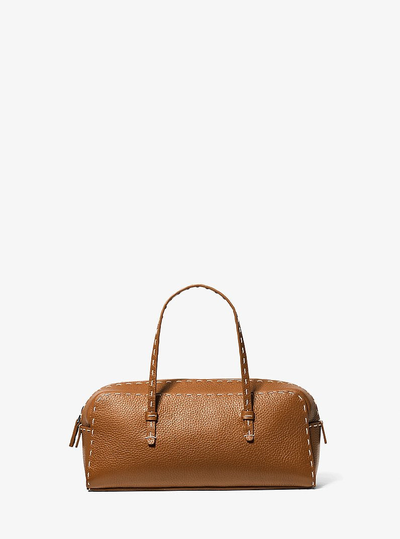 Roberta Hand-Stitched Pebbled Leather Satchel Cinnamon Cinnamon
